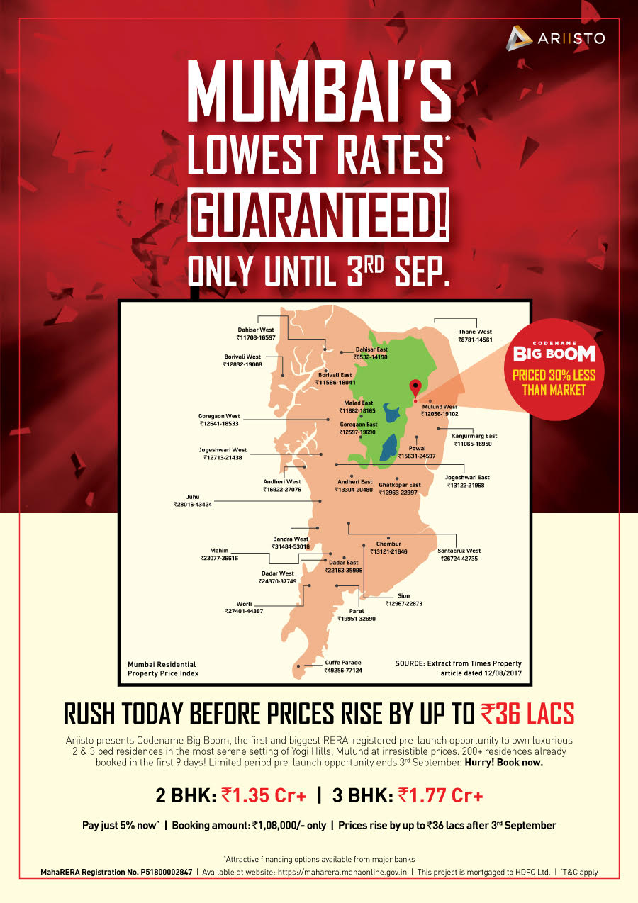 Ariisto Codename Big Boom offers 2 & 3 BR priced 30% less than market Update